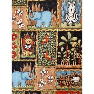 Fabric -RARE VTG Safari Jungle Animals Collage Northcott Studio Sold BTY x 43” W